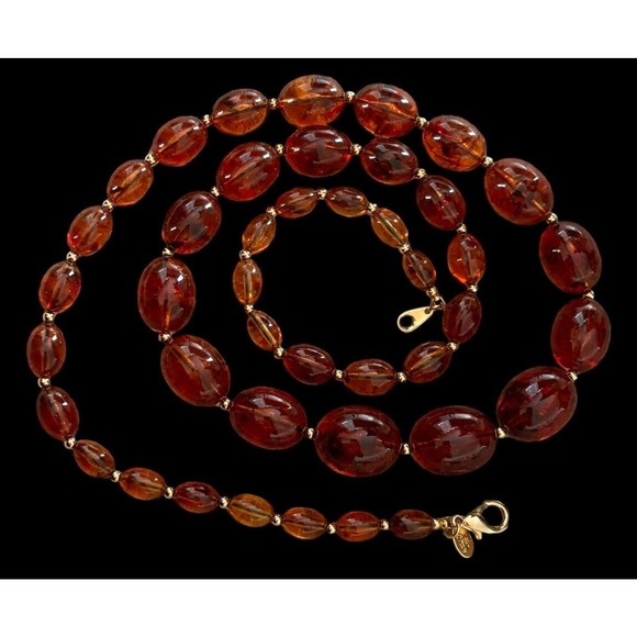 Fabulous Joan Rivers Faux Amber Goldtone Vintage Necklace 32” - Picture 8 of 9